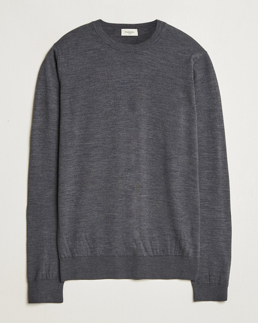 Homme | Pulls Et Tricots | Piacenza Cashmere | Merino Wool Crew Neck Sweater Charcoal