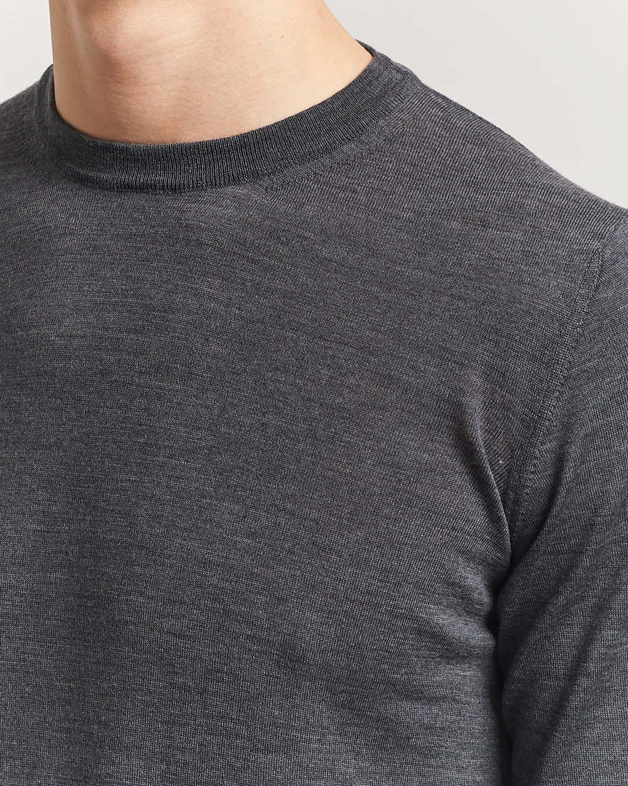 Homme | Pulls Et Tricots | Piacenza Cashmere | Merino Wool Crew Neck Sweater Charcoal