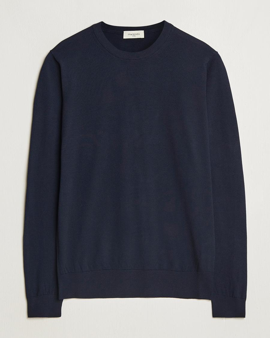 Homme | Pulls Et Tricots | Piacenza Cashmere | Merino Wool Crew Neck Sweater Navy