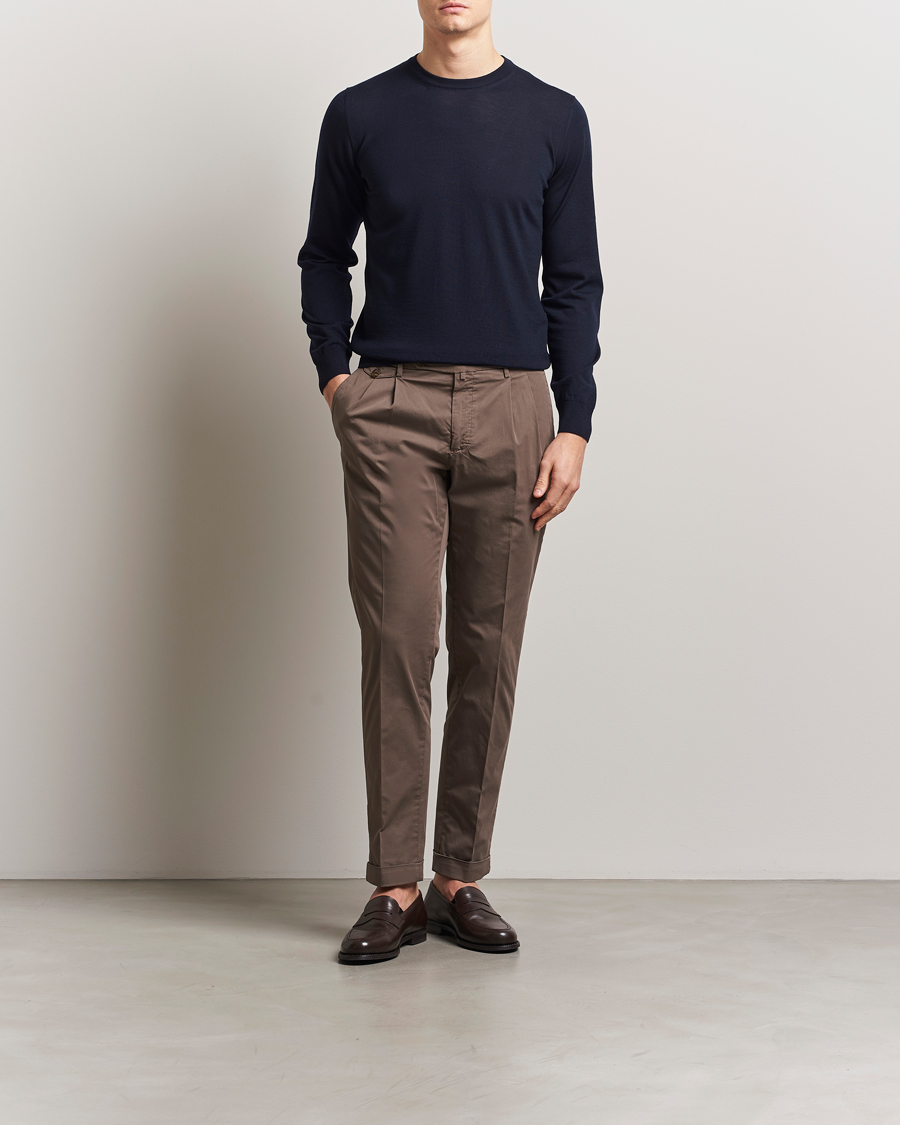 Homme | Pulls Et Tricots | Piacenza Cashmere | Merino Wool Crew Neck Sweater Navy