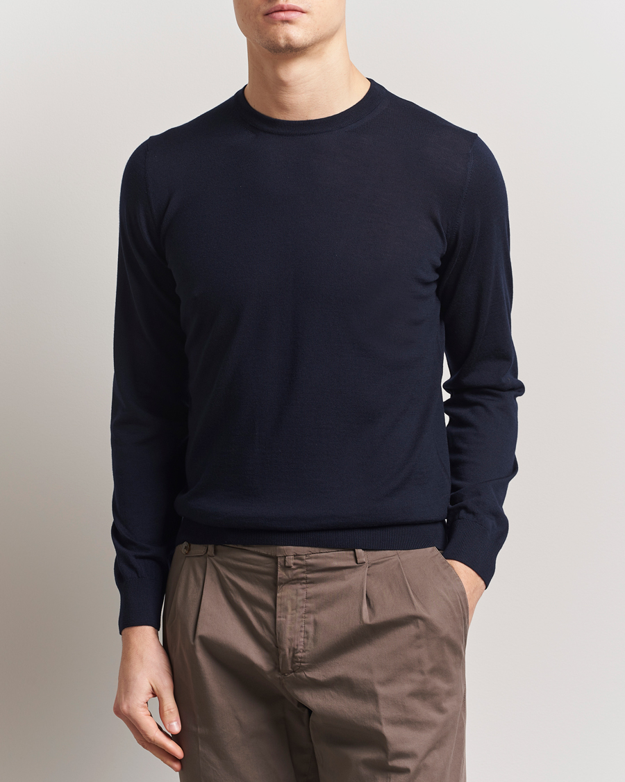 Homme | Pulls Et Tricots | Piacenza Cashmere | Merino Wool Crew Neck Sweater Navy