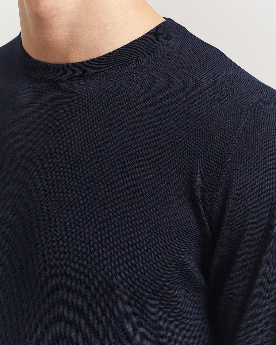 Homme | Pulls Et Tricots | Piacenza Cashmere | Merino Wool Crew Neck Sweater Navy
