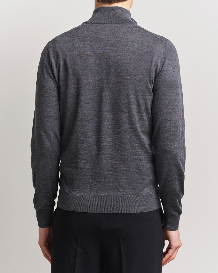 Homme | Pulls Et Tricots | Piacenza Cashmere | Merino Wool Crew Neck Half Zip Charcoal