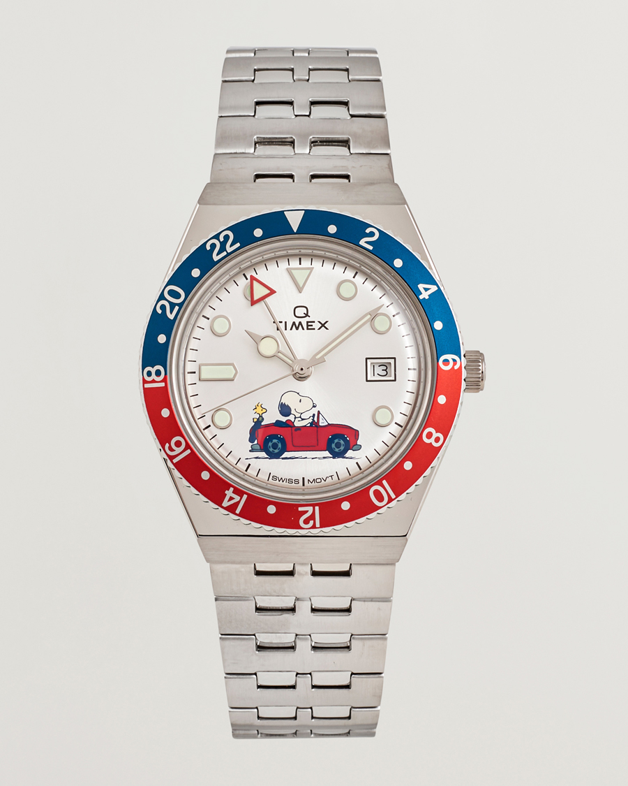 Homme | Timex Timex X Peanuts Q GMT Snoopy 38mm Silver Dial | Timex | X Peanuts Q GMT Snoopy 38mm Silver Dial