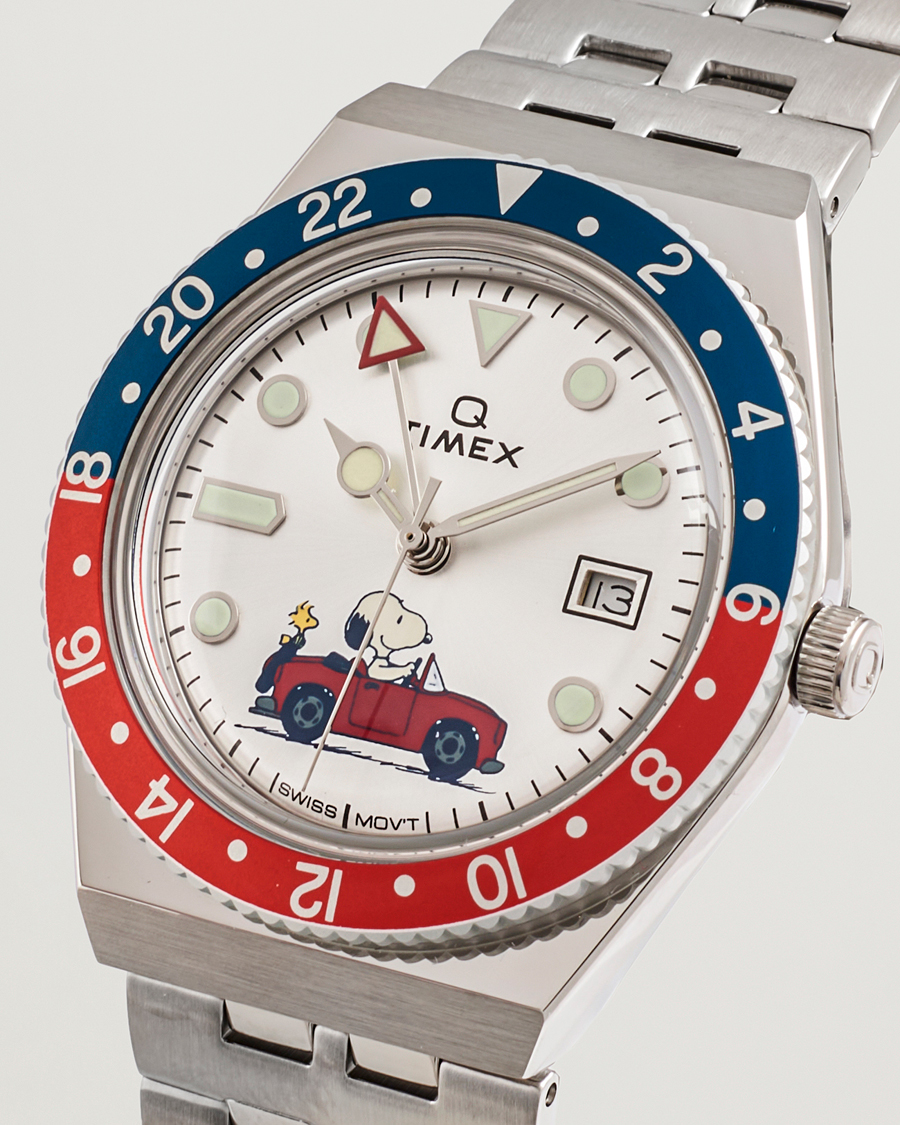 Homme | Timex Timex X Peanuts Q GMT Snoopy 38mm Silver Dial | Timex | X Peanuts Q GMT Snoopy 38mm Silver Dial