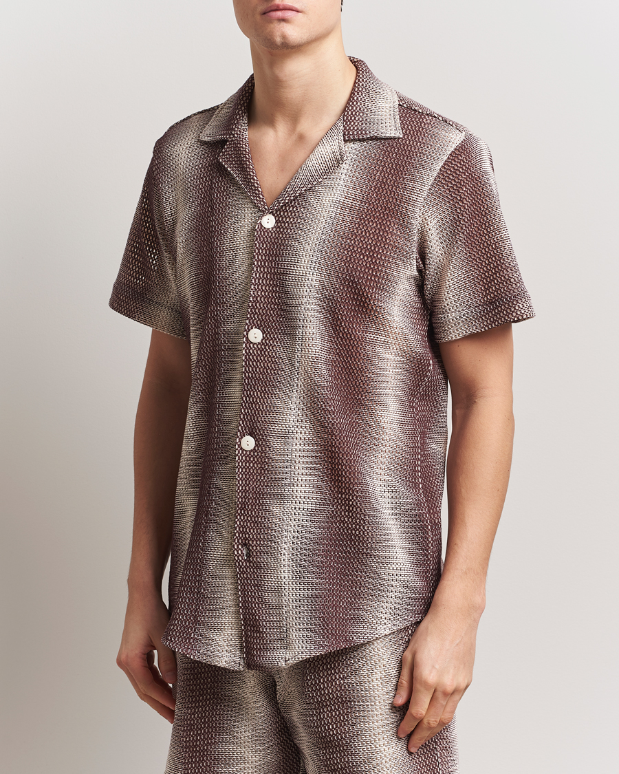 Homme | Chemises | OAS | Short Sleeve Cuba Net Shirt Merlot Echo
