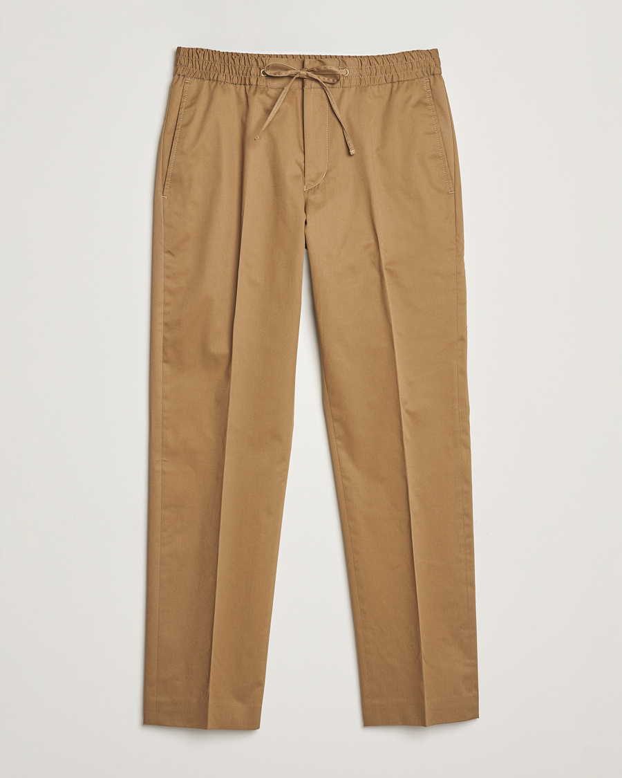 Homme | Pantalons | Tiger of Sweden | Tannen Cotton Drawstring Trousers Beige