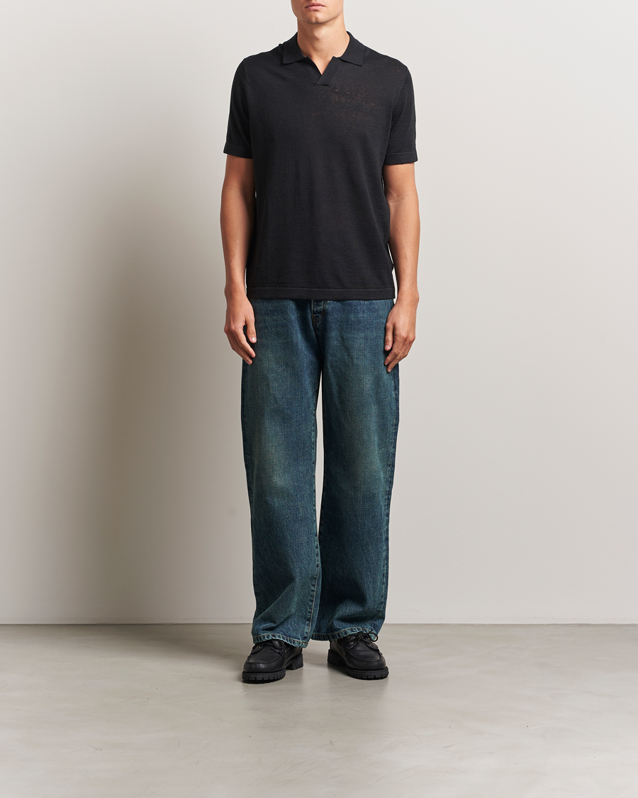 Homme | Polos | LES DEUX | Emmanuel Knit Polo Black