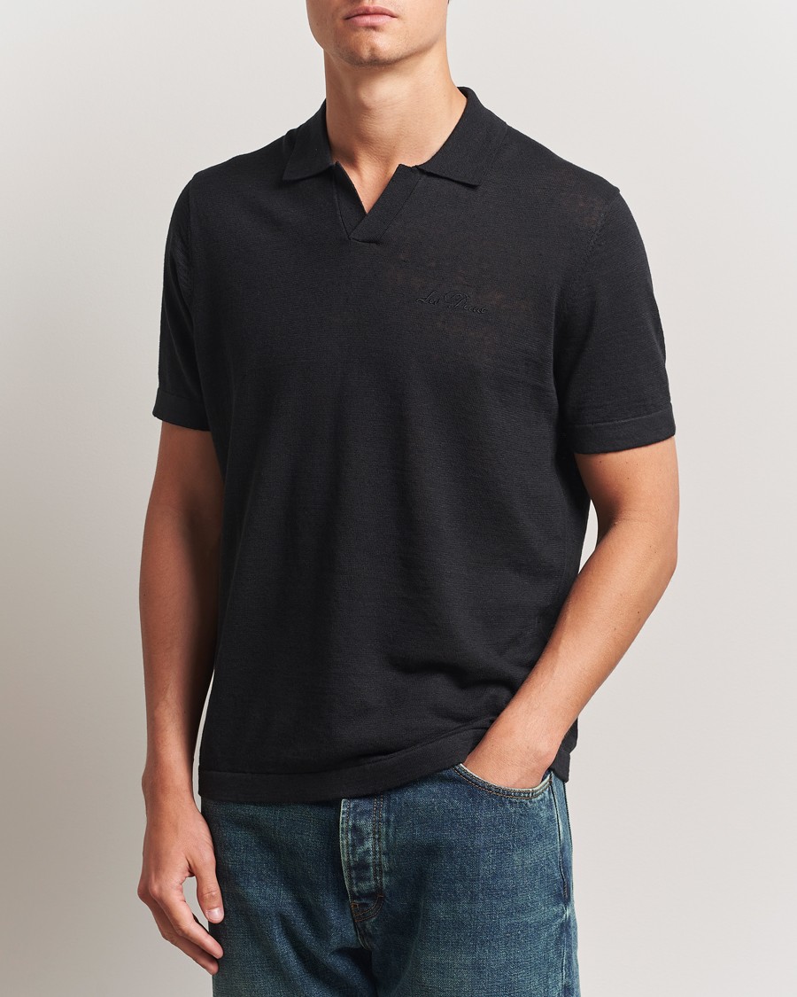 Homme | Polos | LES DEUX | Emmanuel Knit Polo Black