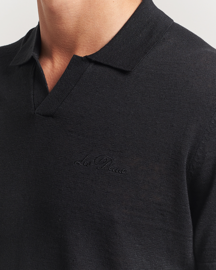 Homme | Polos | LES DEUX | Emmanuel Knit Polo Black