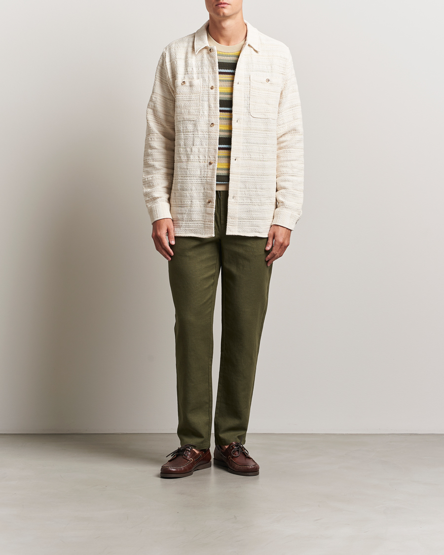 Homme | Chemises | LES DEUX | Jonas Structure Stripe Overshirt Ivory