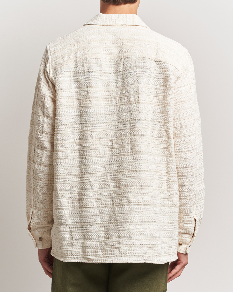 Homme | Chemises | LES DEUX | Jonas Structure Stripe Overshirt Ivory