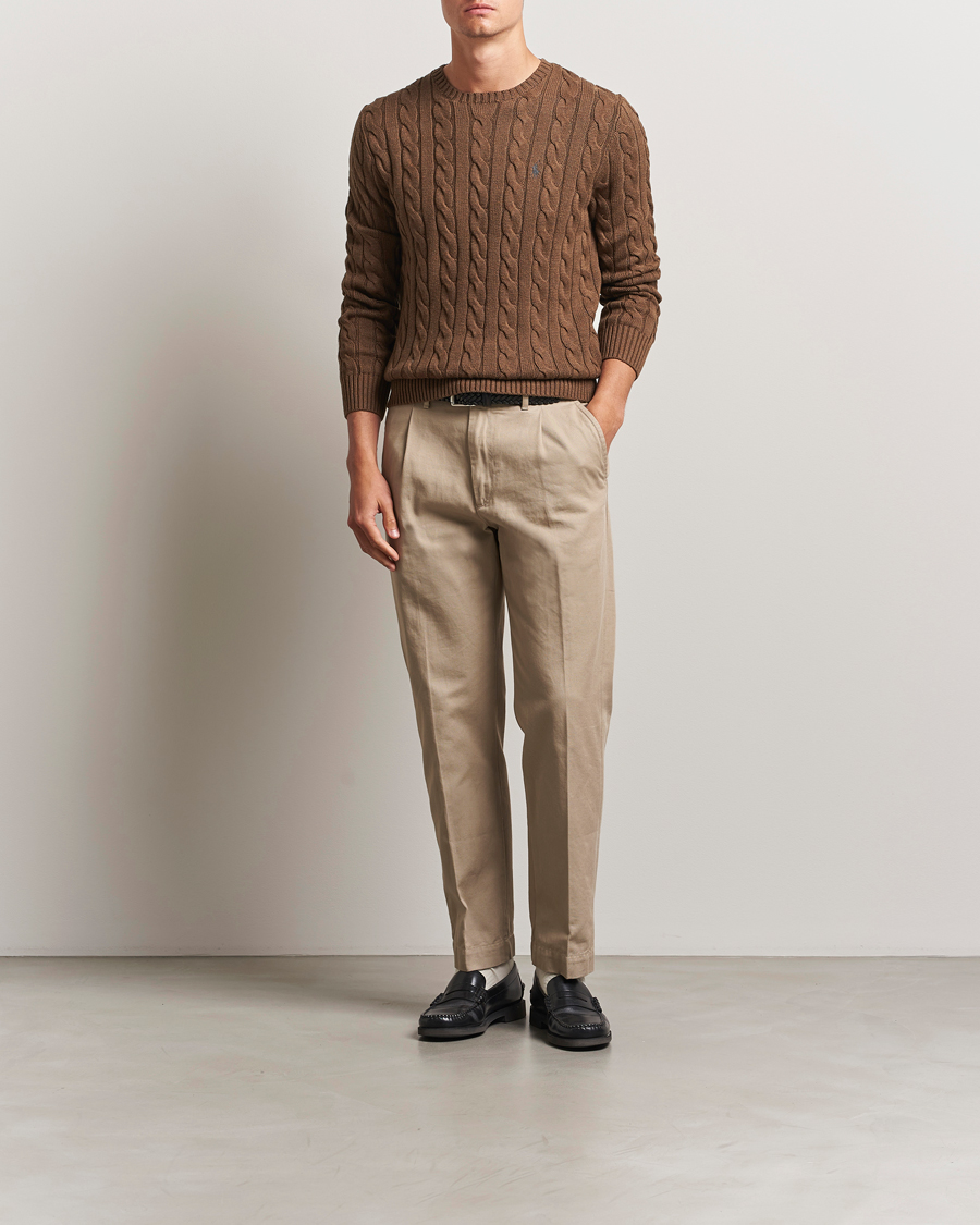 Homme | Pulls Et Tricots | Polo Ralph Lauren | Cotton Cable Pullover Coffee Brown Heather
