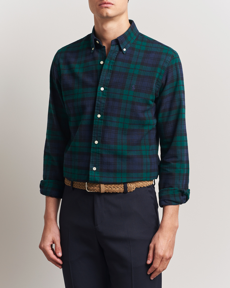 Homme | Chemises | Polo Ralph Lauren | Custom Fit Checked Oxford Shirt Navy/Green Multi