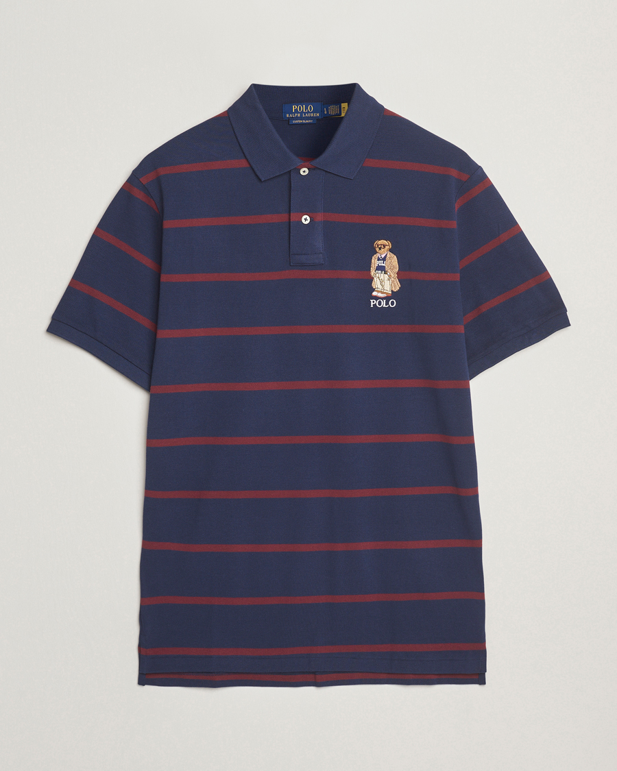 Homme | Polos | Polo Ralph Lauren | Custom Slim Fit Bear Striped Polo Navy/Heritage Bear