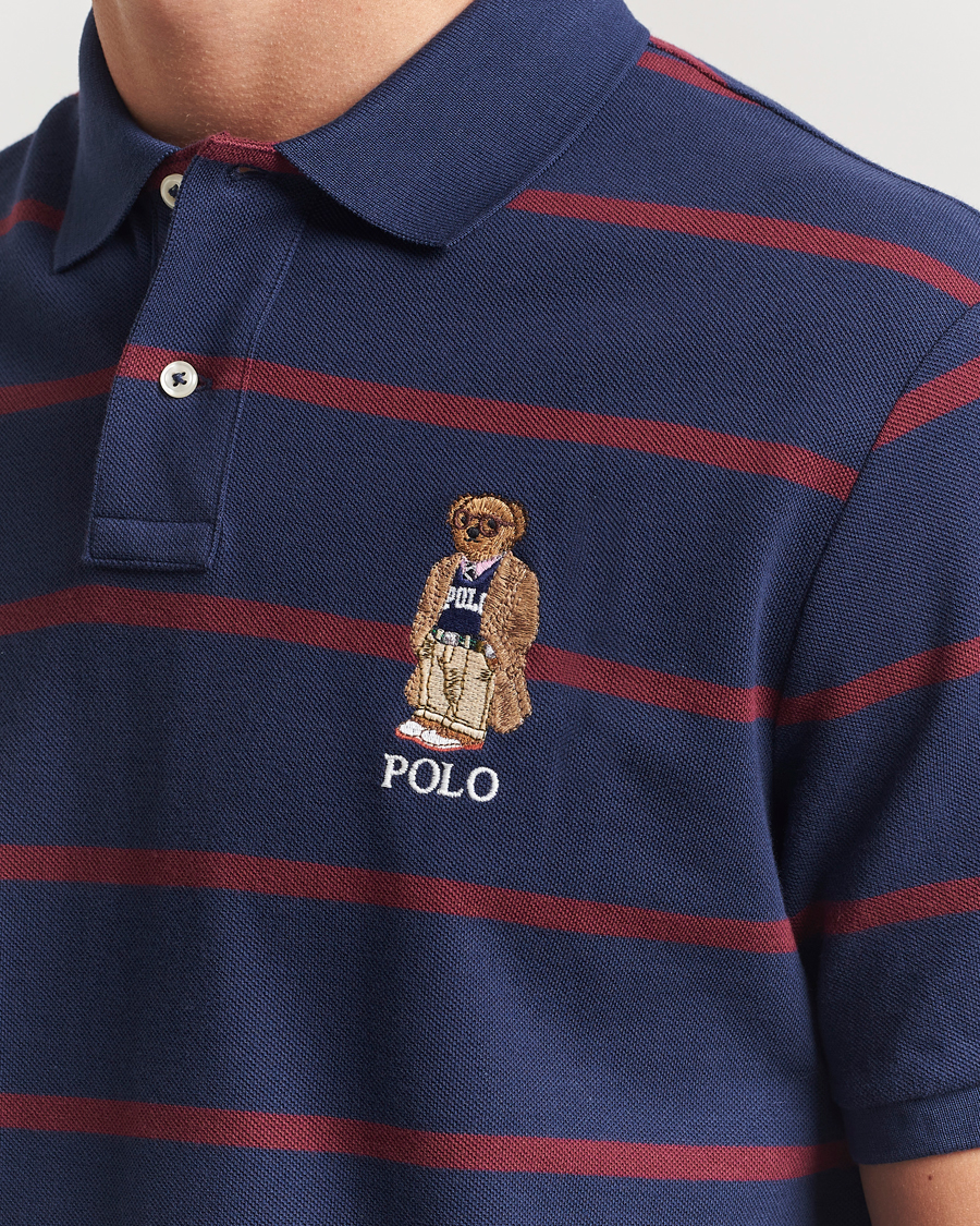 Homme | Polos | Polo Ralph Lauren | Custom Slim Fit Bear Striped Polo Navy/Heritage Bear