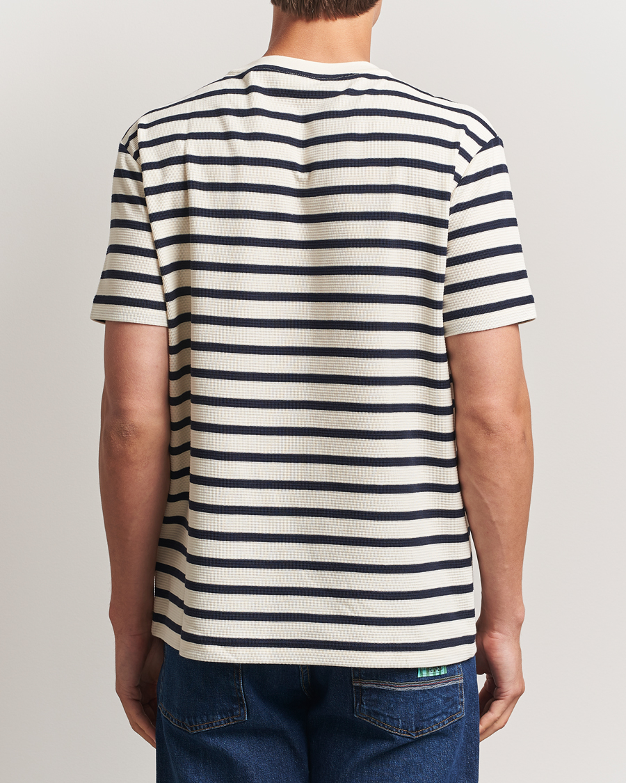 Homme | T-shirts | GANT | Waffle Textured Striped T-Shirt Cream