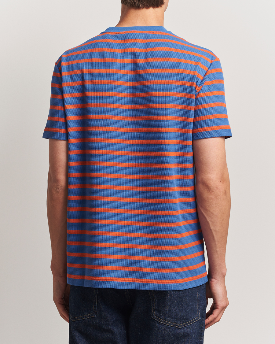 Homme | T-shirts | GANT | Waffle Textured Striped T-Shirt Rich Blue