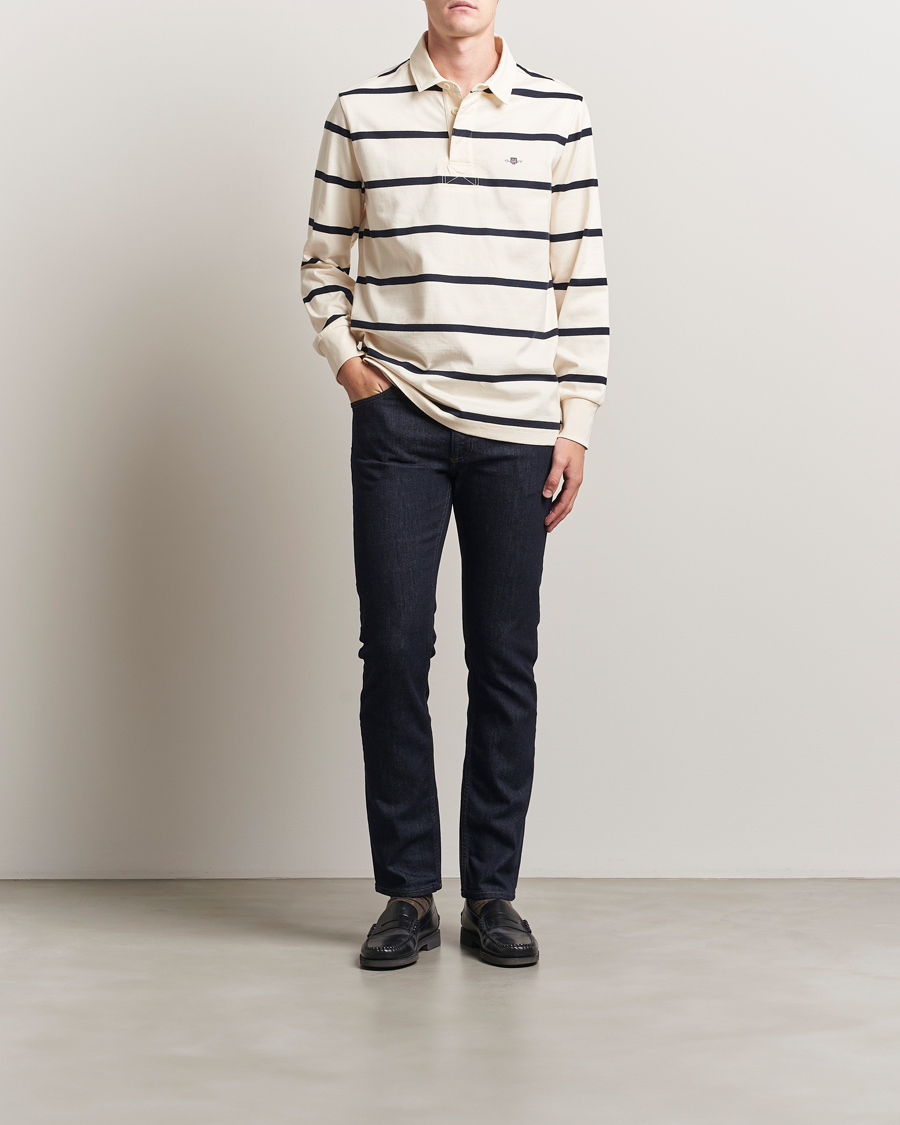 Homme | Pulls Et Tricots | GANT | Thin Stripe Heavy Rugger Cream