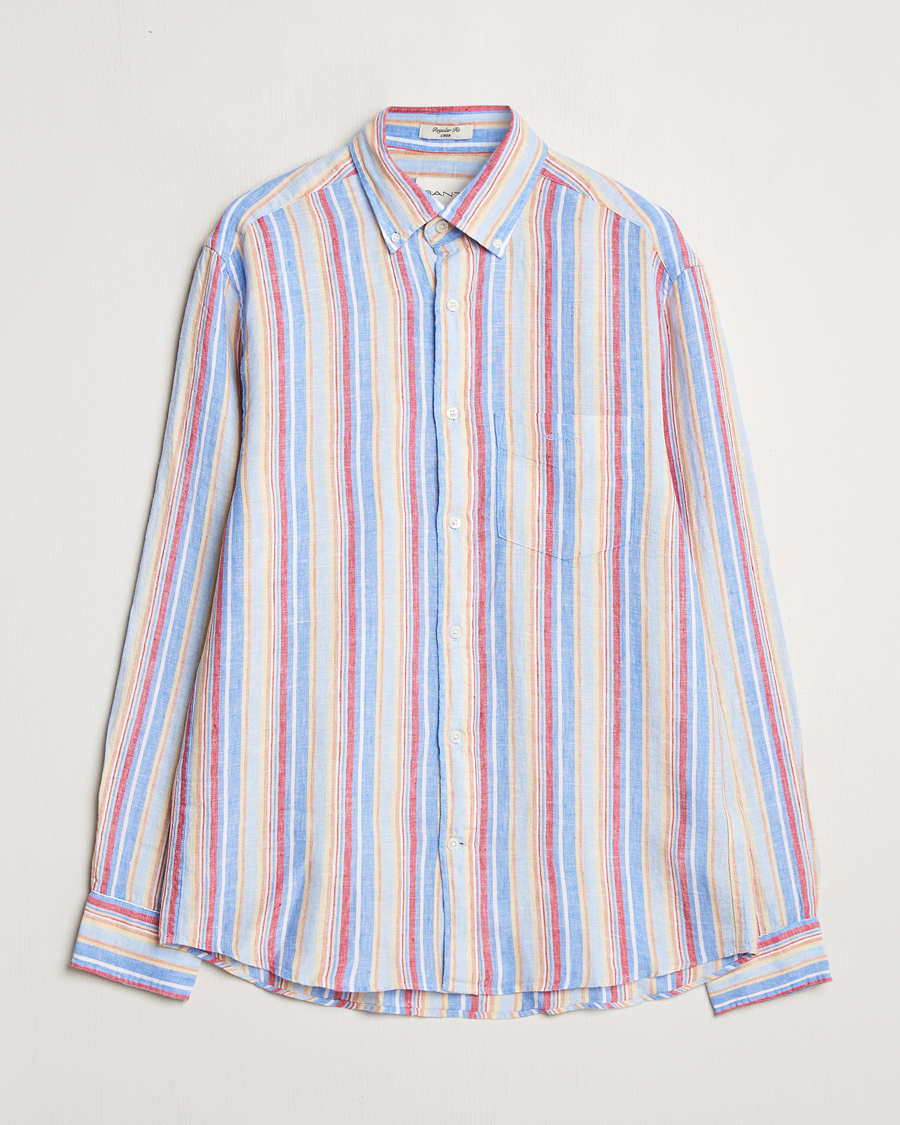 Homme | Chemises | GANT | Regular Fit Linen Striped Shirt Multi