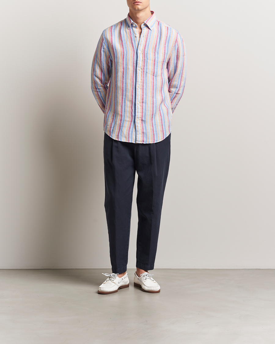 Homme | Chemises | GANT | Regular Fit Linen Striped Shirt Multi