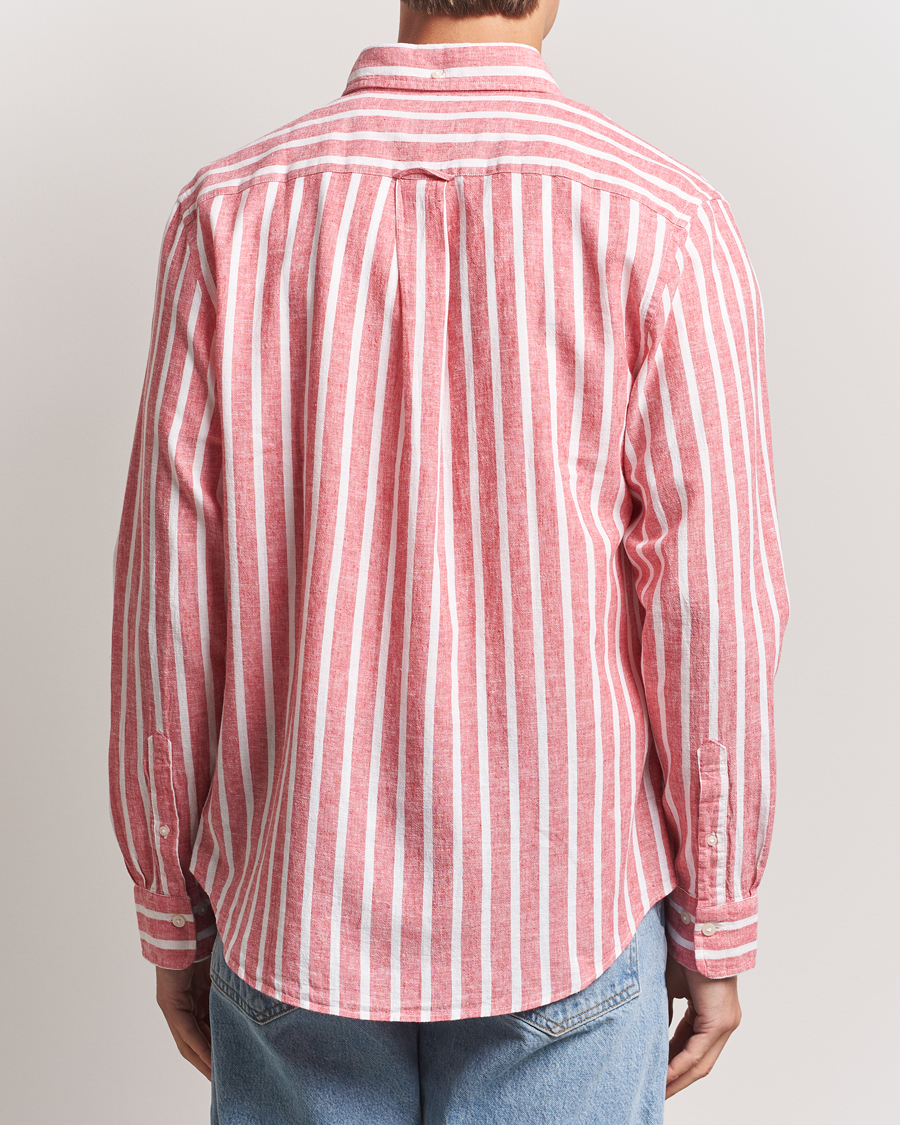 Homme | Chemises | GANT | Regular Fit Cotton/Linen Striped Shirt Watermelon Red