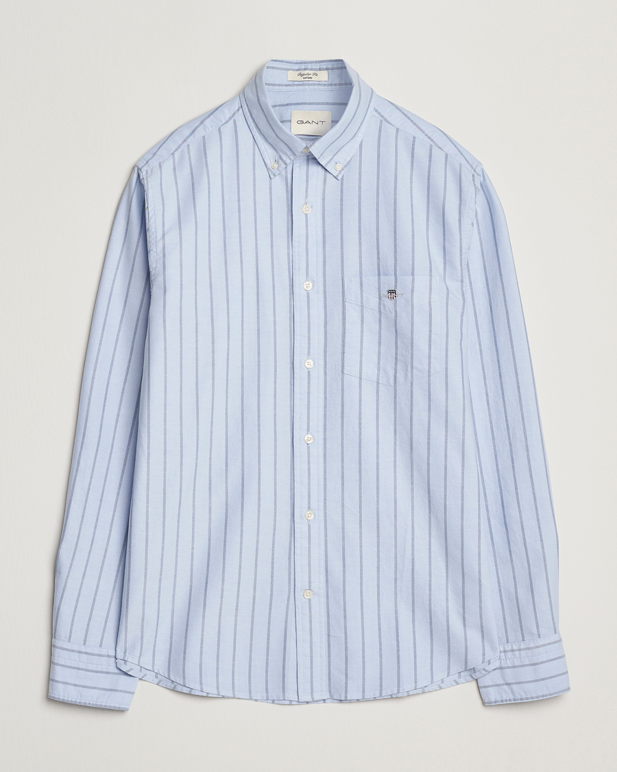 Homme | Chemises | GANT | Regular Fit Classic Oxford Striped Shirt Light Blue