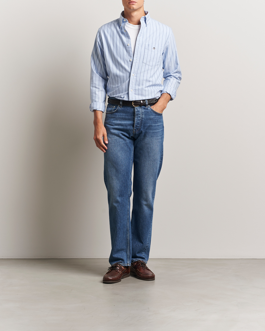 Homme | Chemises | GANT | Regular Fit Classic Oxford Striped Shirt Light Blue