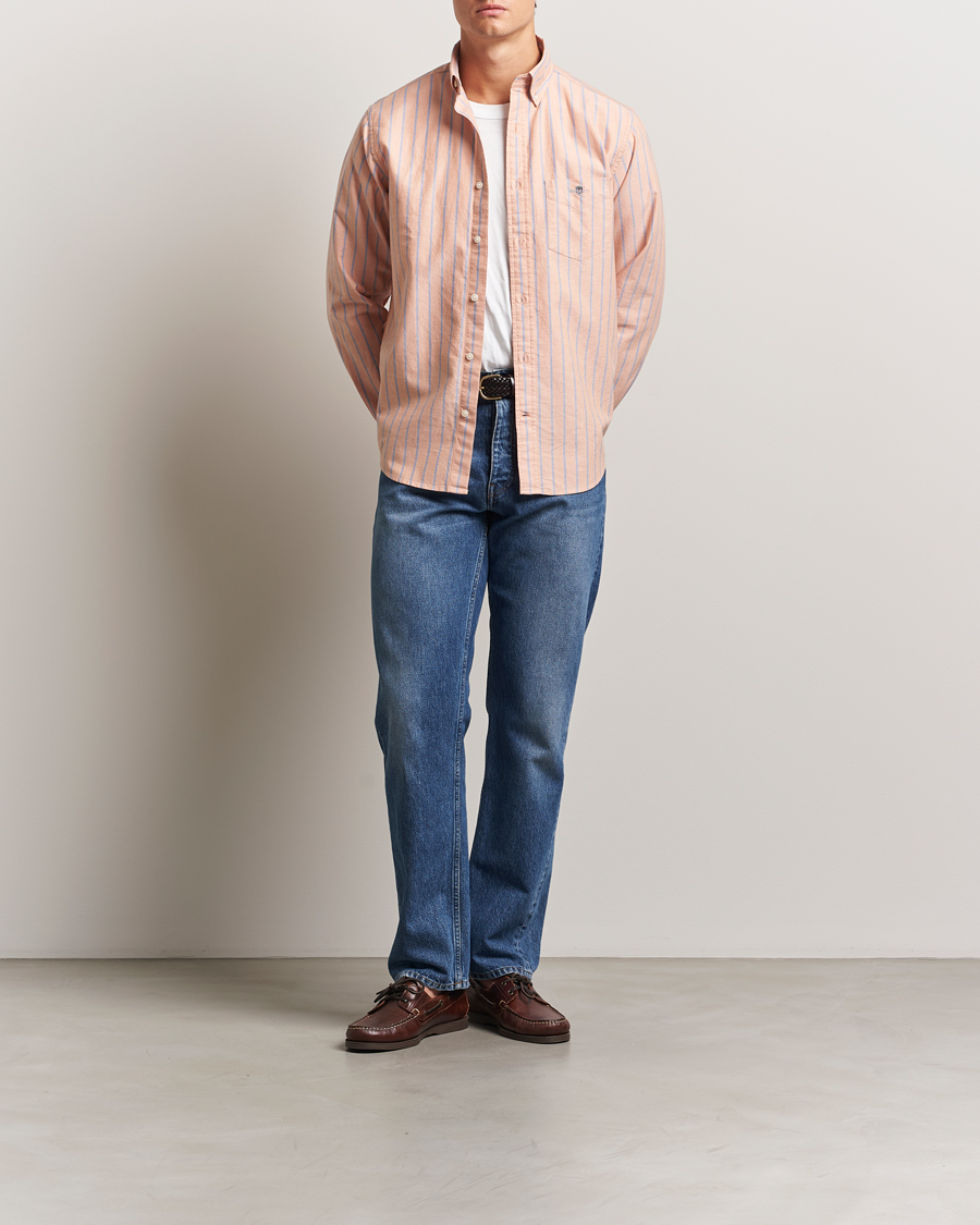 Homme | Chemises | GANT | Regular Fit Classic Oxford Striped Shirt Orange