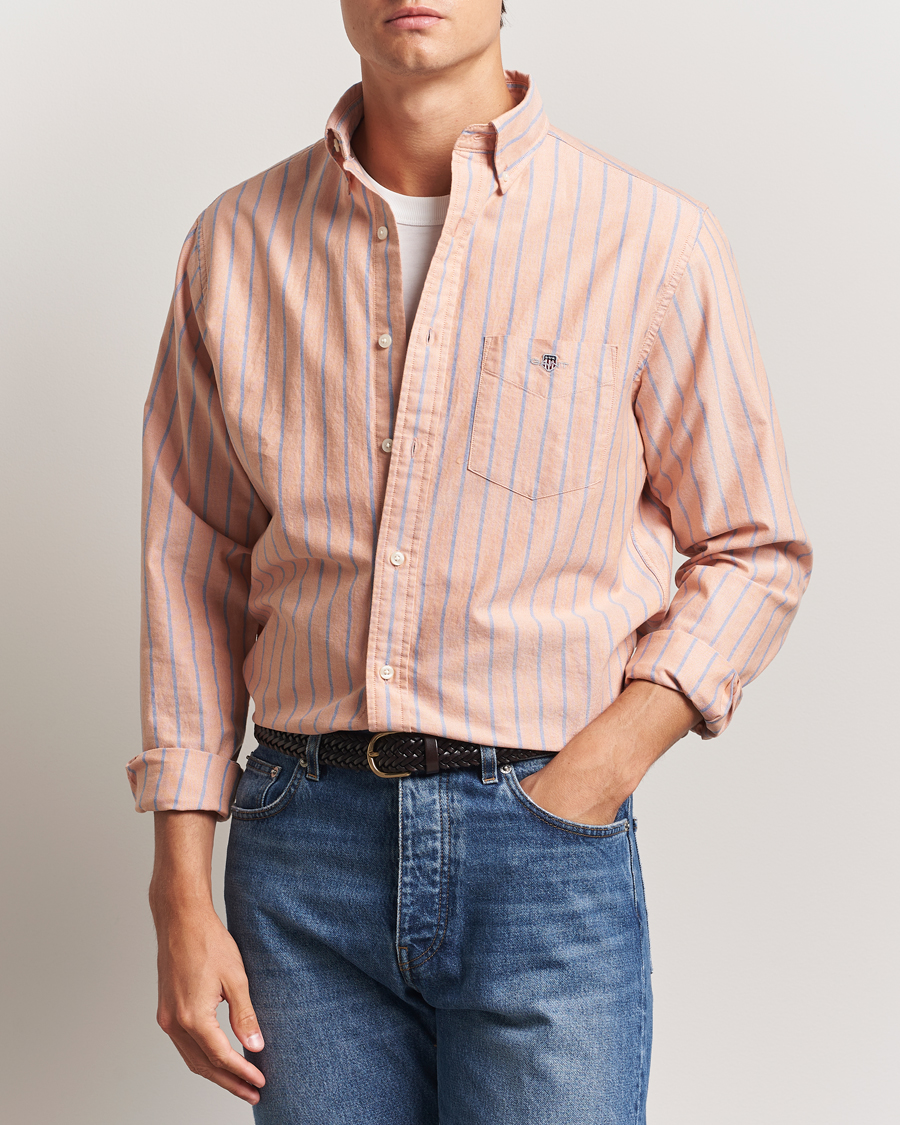 Homme | Chemises | GANT | Regular Fit Classic Oxford Striped Shirt Orange
