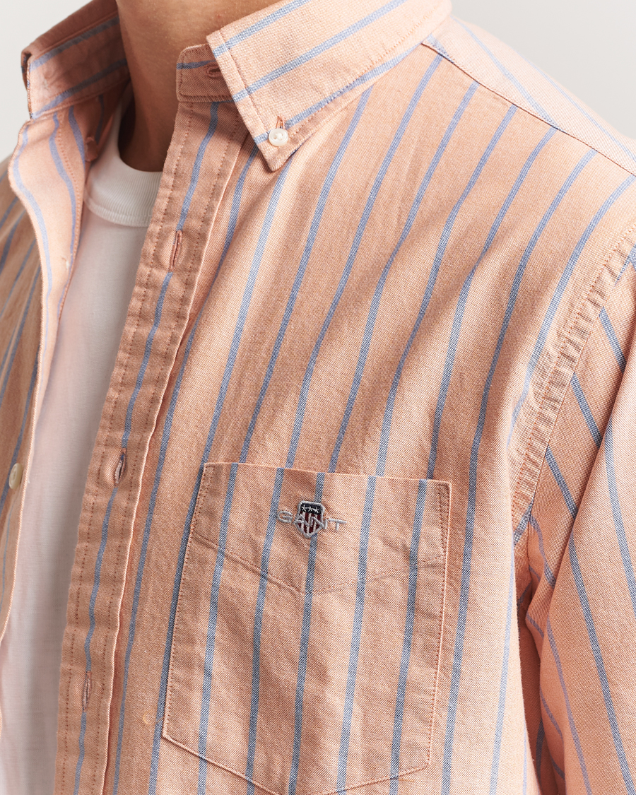 Homme | Chemises | GANT | Regular Fit Classic Oxford Striped Shirt Orange