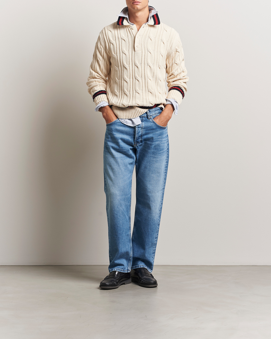 Homme | Pulls Et Tricots | GANT | Cable Heavy Knitted Polo Cream