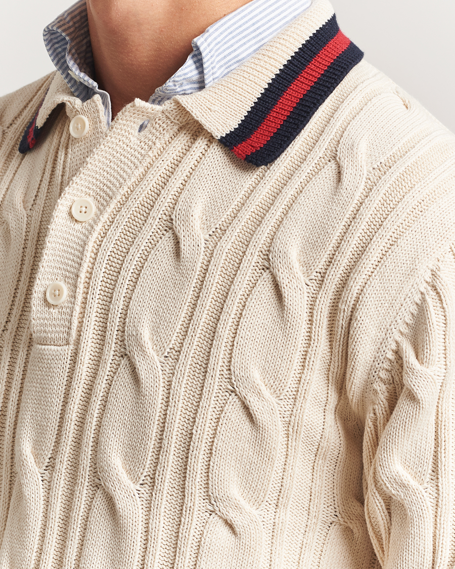Homme | Pulls Et Tricots | GANT | Cable Heavy Knitted Polo Cream