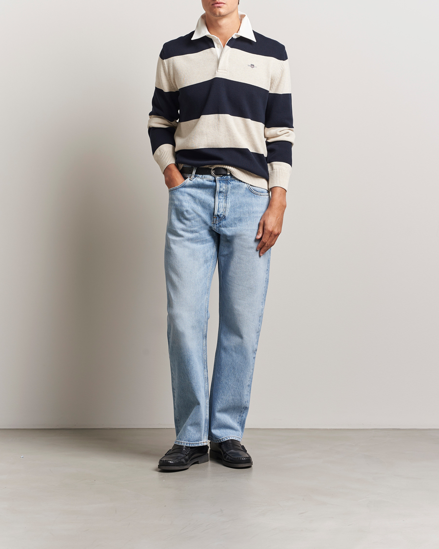 Homme | Pulls Et Tricots | GANT | Knitted Barstriped Rugger Evening Blue