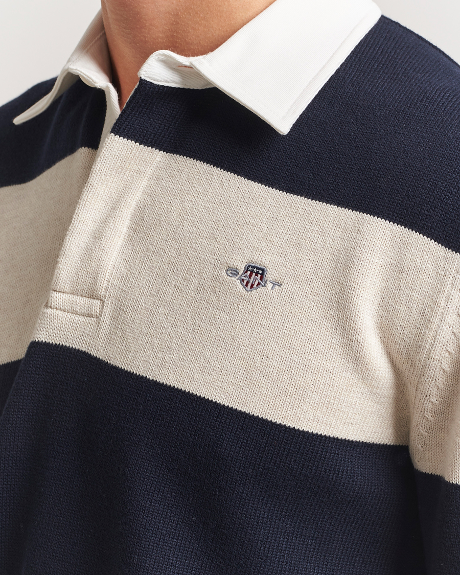 Homme | Pulls Et Tricots | GANT | Knitted Barstriped Rugger Evening Blue
