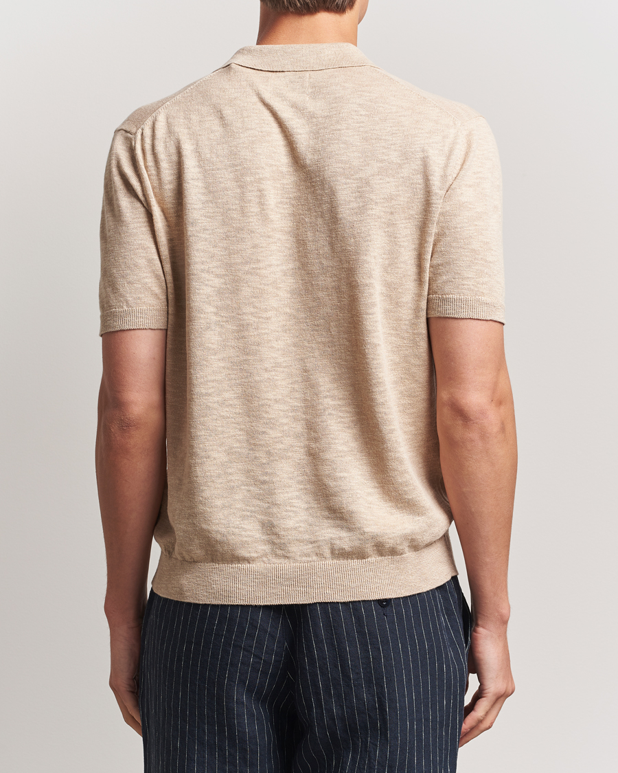 Homme | Polos | GANT | Linen/Cotton Open Collar Polo Dry Sand