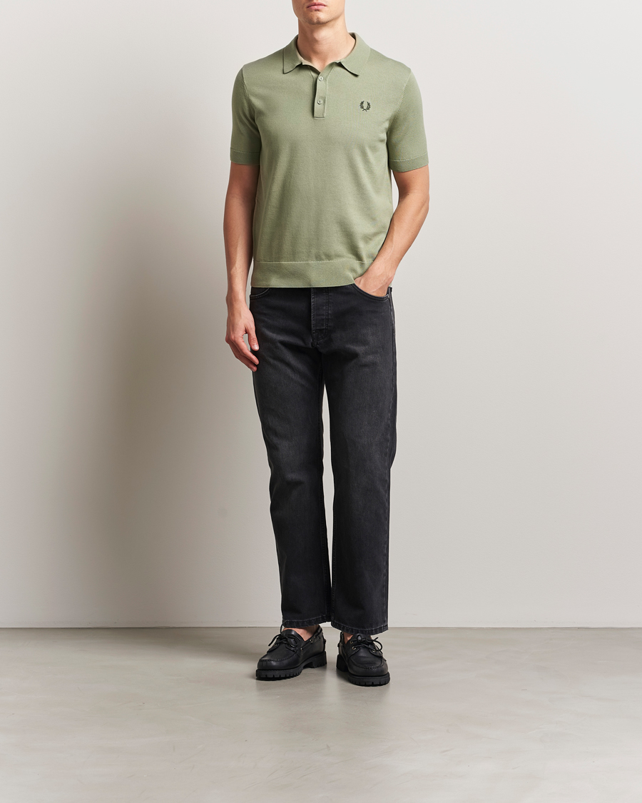 Homme | Polos | Fred Perry | Cotton Knitted Polo Olive Mint