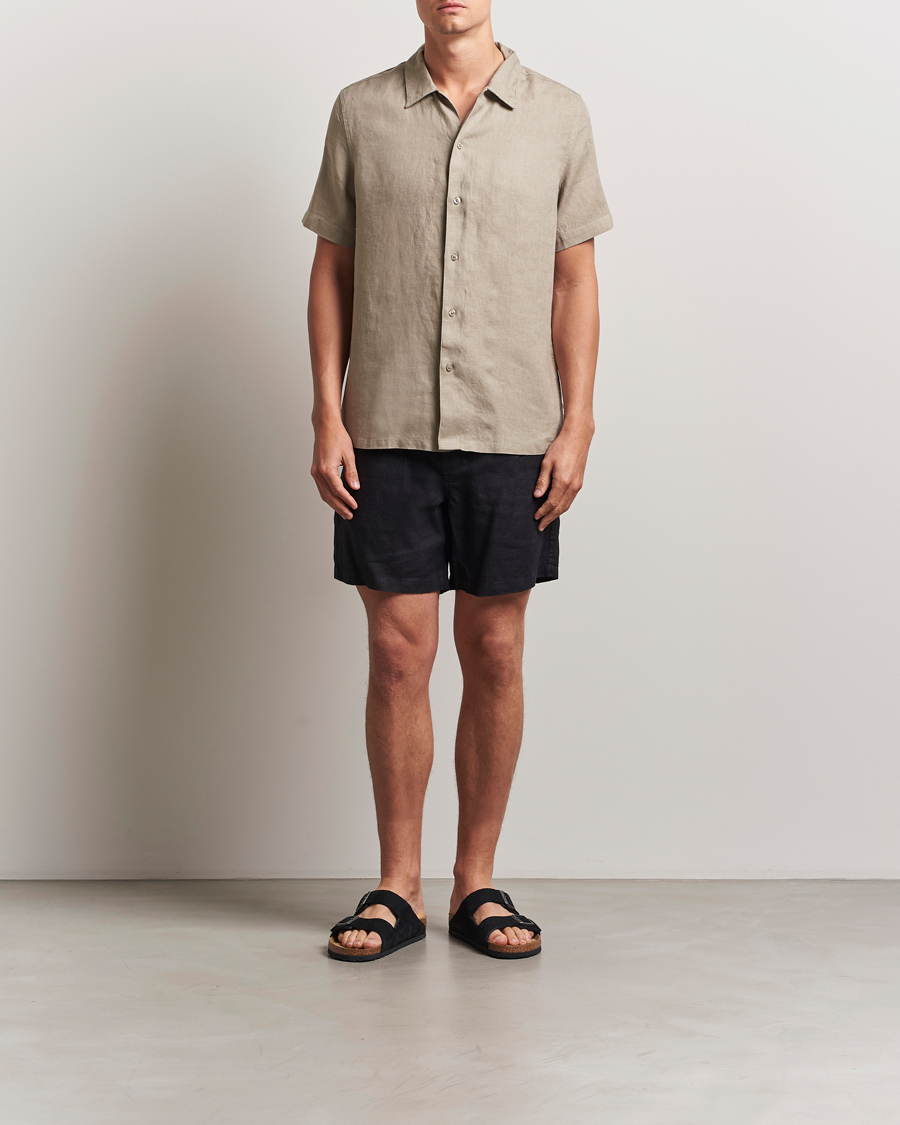 Homme | Chemises | Samsøe Samsøe | Avan Linen Short Sleeve Shirt Greige