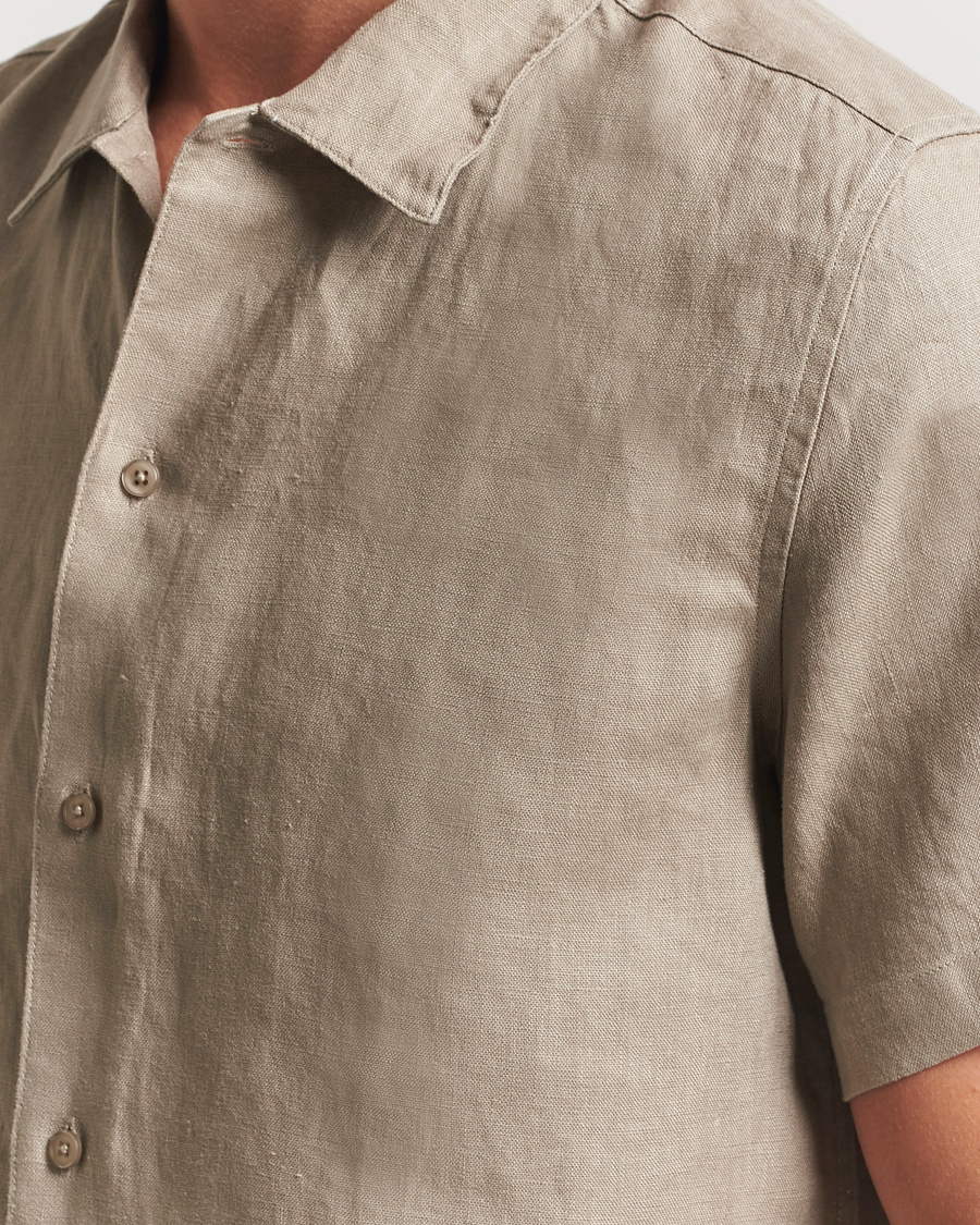 Homme | Chemises | Samsøe Samsøe | Avan Linen Short Sleeve Shirt Greige