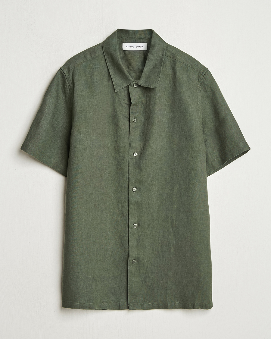 Homme | Chemises | Samsøe Samsøe | Avan Linen Short Sleeve Shirt Climbing Ivy