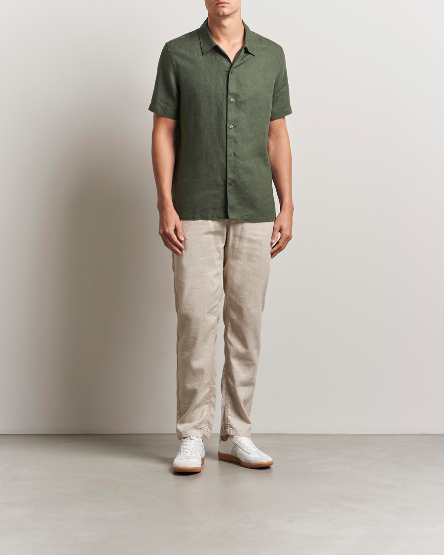 Homme | Chemises | Samsøe Samsøe | Avan Linen Short Sleeve Shirt Climbing Ivy