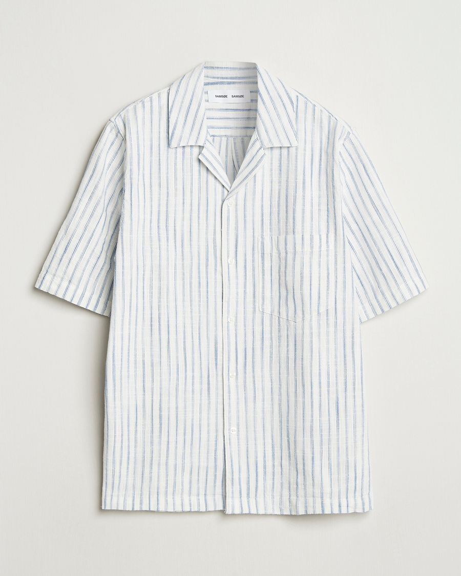 Homme | Chemises | Samsøe Samsøe | Oscar Striped Short Sleeve Shirt Clear Cream