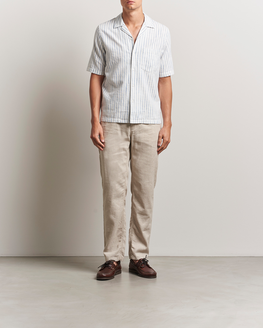 Homme | Chemises | Samsøe Samsøe | Oscar Striped Short Sleeve Shirt Clear Cream