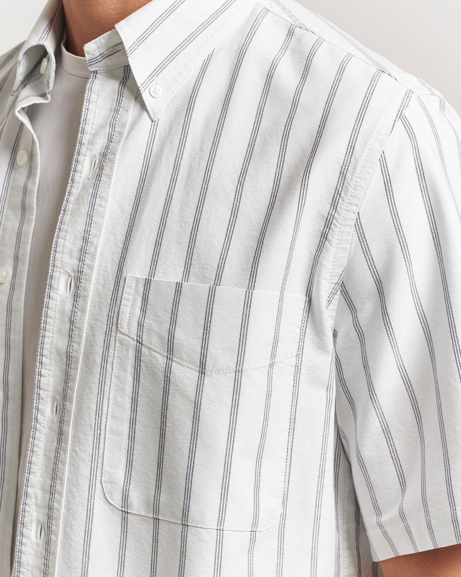 Homme | Chemises | Filippa K | Striped Oxford Short Sleeve Shirt Pale Blue/Navy