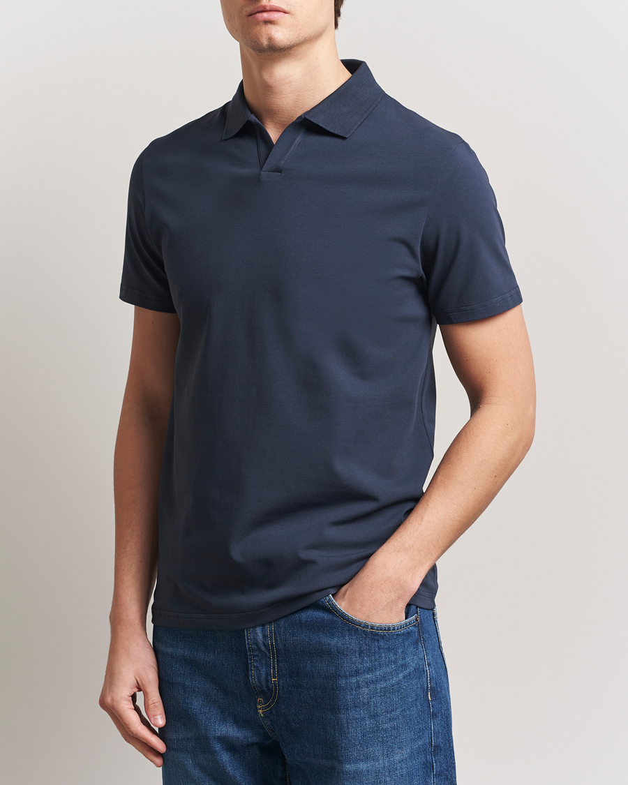 Homme | Polos | Filippa K | Soft Lycra Polo T-Shirt Dusk Blue