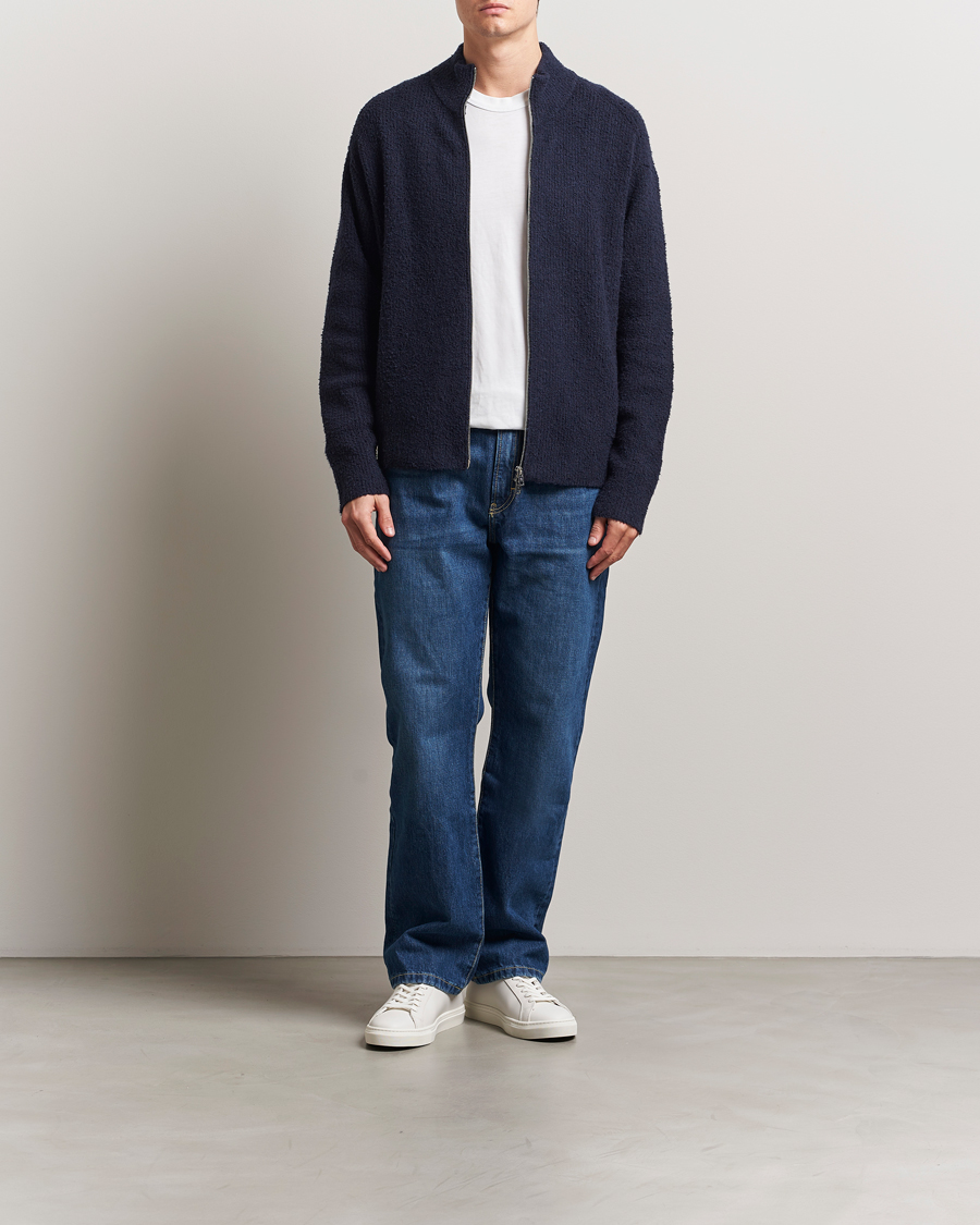 Homme | Pulls Et Tricots | Filippa K | Bouclé Knitted Full Zip Navy