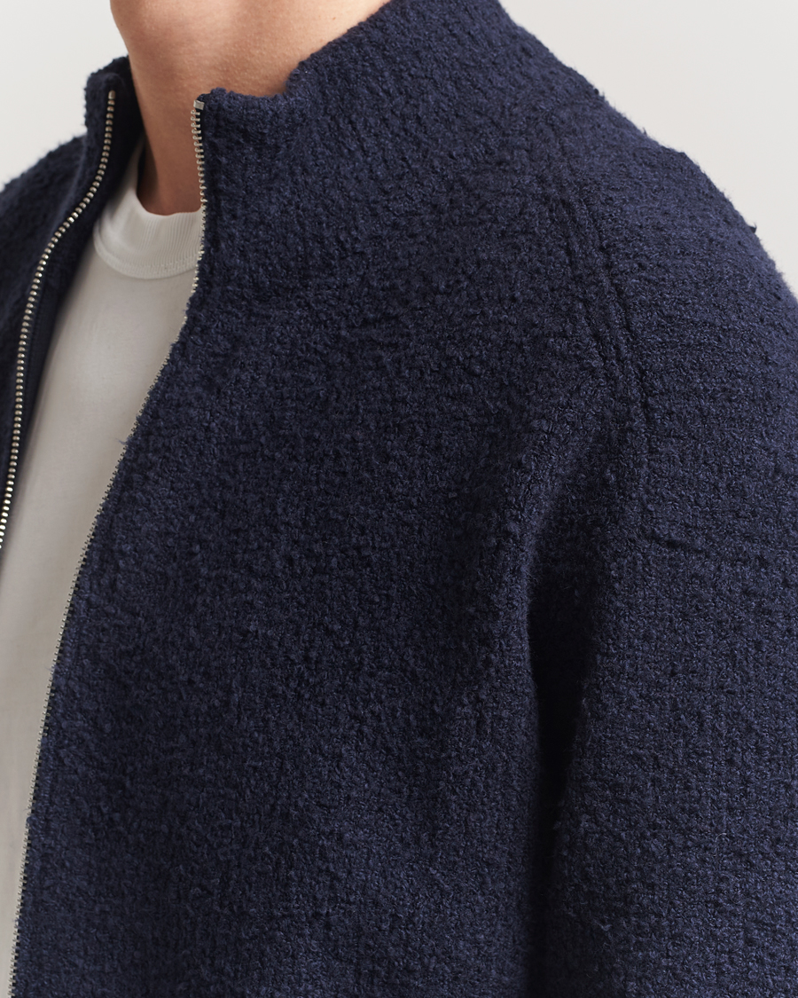 Homme | Pulls Et Tricots | Filippa K | Bouclé Knitted Full Zip Navy