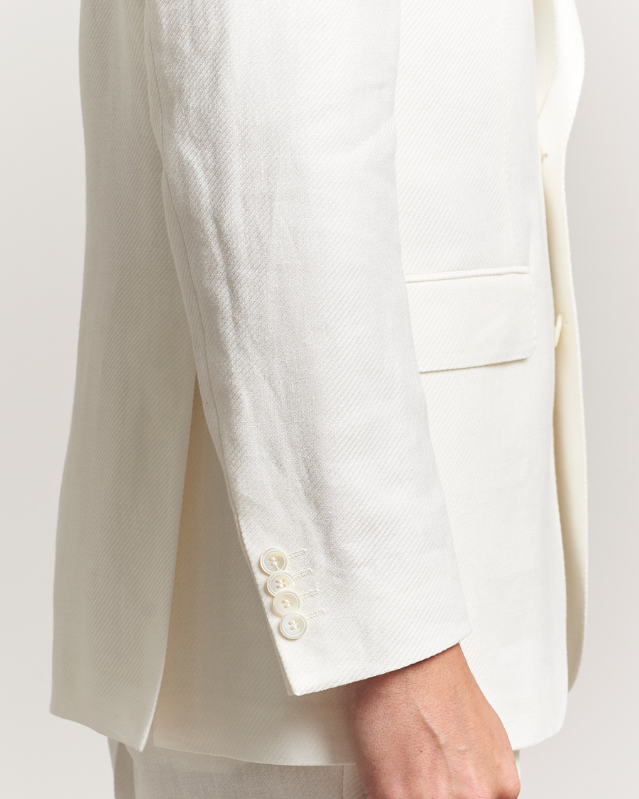 Homme | Blazers | Oscar Jacobson | Faldo Diagonal Linen/Tencel Tuxedo White