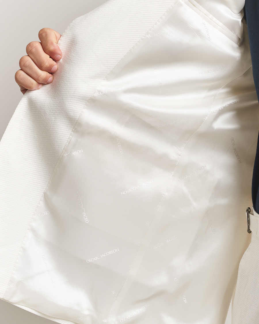 Homme | Blazers | Oscar Jacobson | Faldo Diagonal Linen/Tencel Tuxedo White