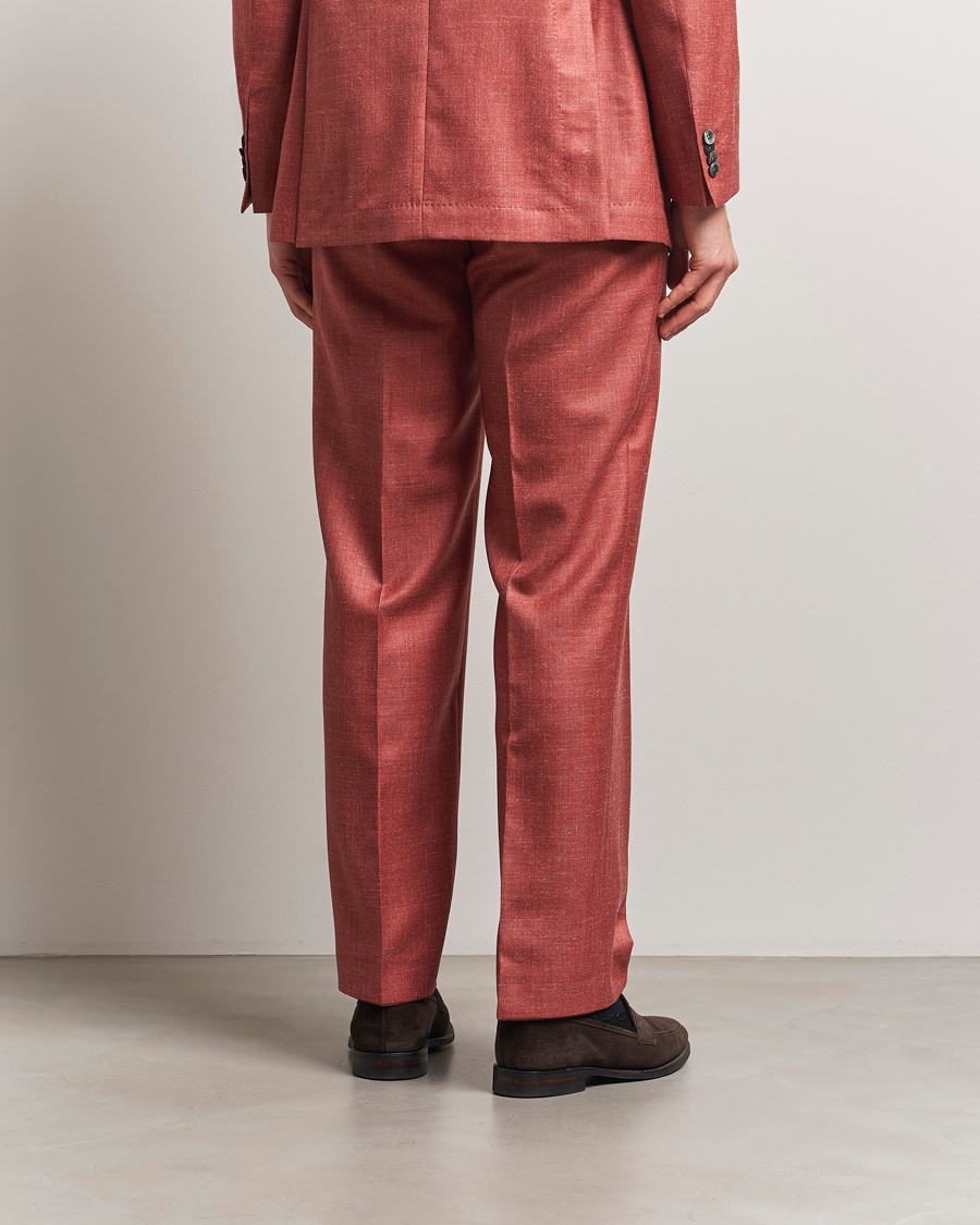 Homme | Pantalons | Oscar Jacobson | Del S Wool/Silk/Linen Trousers Red
